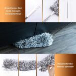 Extendable Microfiber Duster with Long Telescopic Handle | Long Reach, Bendable Head, Washable Fan & Ceiling Cleaner
