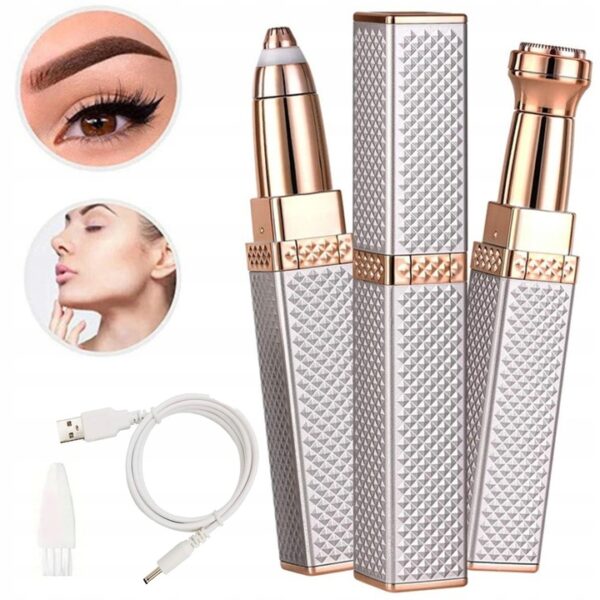 2-in-1 Flawless Facial Hair Remover & Eyebrow Trimmer | USB Rechargeable, Painless & Portable | Random Color